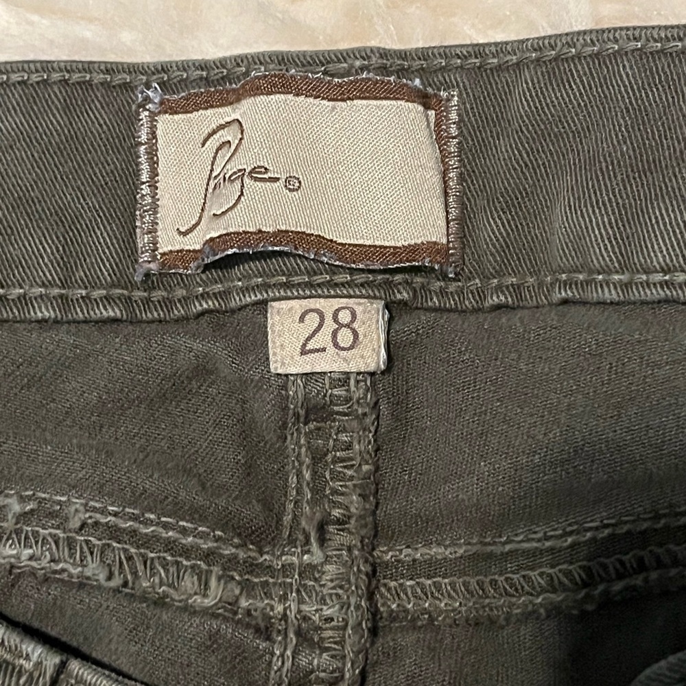 PAIGE Peg Skinny Olive Green Jeans - Picture 5 of 6